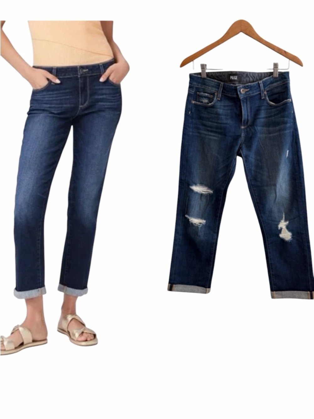 PAIGE Brigitte Mid Rise Crop Boyfriend Jeans Size 26